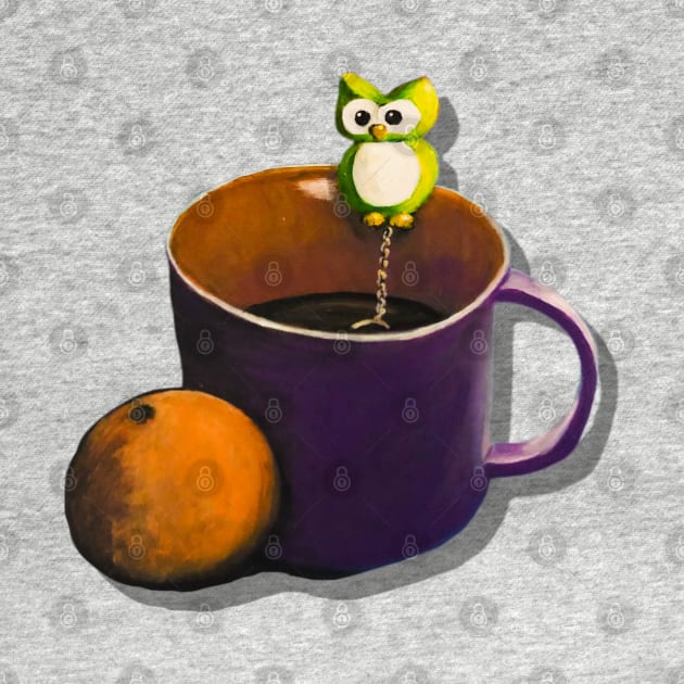 Night owl green owl purple mug by JedethDT